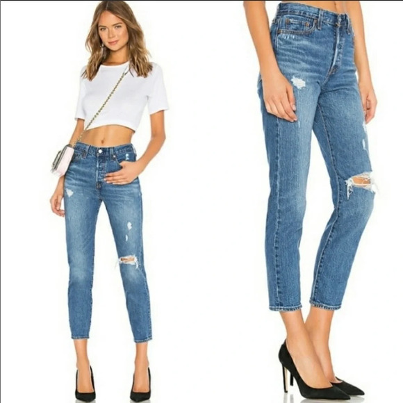 Levis Wedgie Fit High Rise Ankle Jeans Distressed - Picture 16 of 16